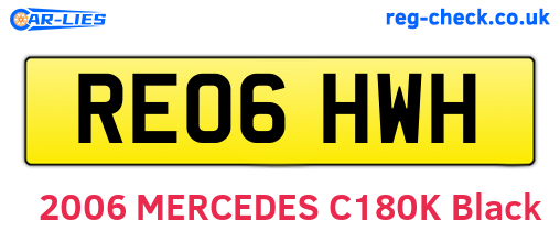 RE06HWH are the vehicle registration plates.
