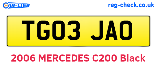 TG03JAO are the vehicle registration plates.