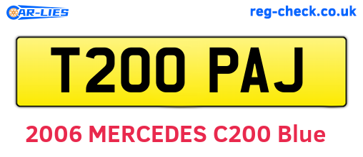 T200PAJ are the vehicle registration plates.