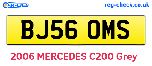 BJ56OMS are the vehicle registration plates.