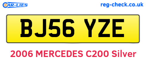 BJ56YZE are the vehicle registration plates.