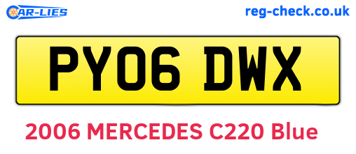 PY06DWX are the vehicle registration plates.