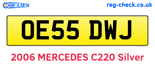 OE55DWJ are the vehicle registration plates.