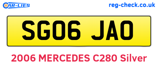 SG06JAO are the vehicle registration plates.