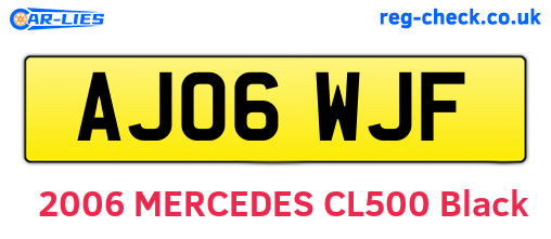 AJ06WJF are the vehicle registration plates.