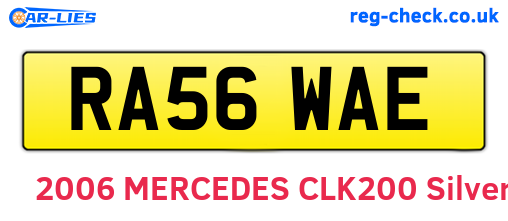 RA56WAE are the vehicle registration plates.