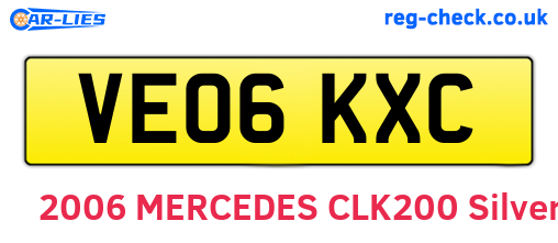 VE06KXC are the vehicle registration plates.