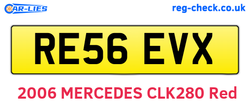 RE56EVX are the vehicle registration plates.