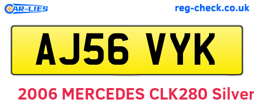 AJ56VYK are the vehicle registration plates.