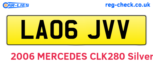 LA06JVV are the vehicle registration plates.