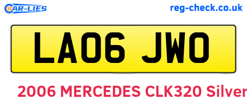 LA06JWO are the vehicle registration plates.