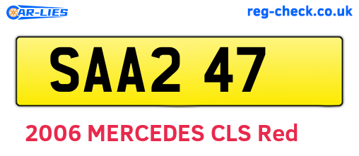 SAA247 are the vehicle registration plates.