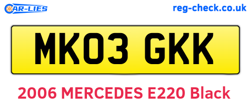 MK03GKK are the vehicle registration plates.