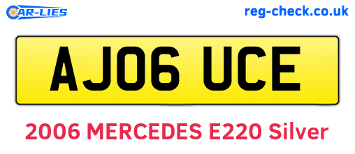 AJ06UCE are the vehicle registration plates.