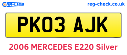 PK03AJK are the vehicle registration plates.
