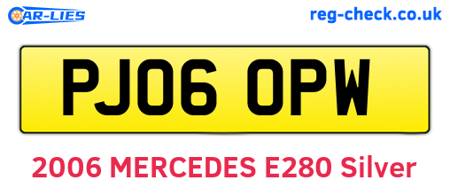 PJ06OPW are the vehicle registration plates.