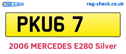 PKU67 are the vehicle registration plates.