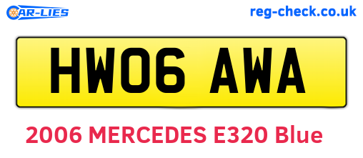 HW06AWA are the vehicle registration plates.