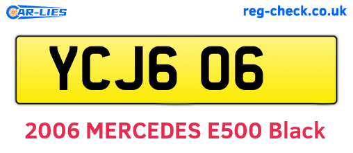 YCJ606 are the vehicle registration plates.