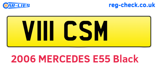 V111CSM are the vehicle registration plates.