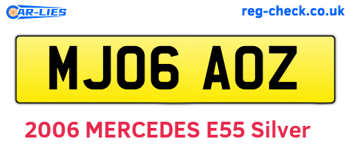 MJ06AOZ are the vehicle registration plates.
