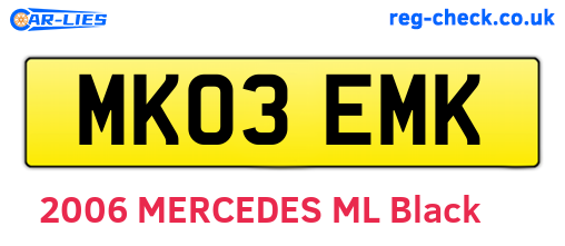 MK03EMK are the vehicle registration plates.