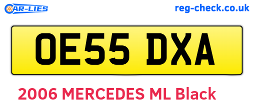 OE55DXA are the vehicle registration plates.