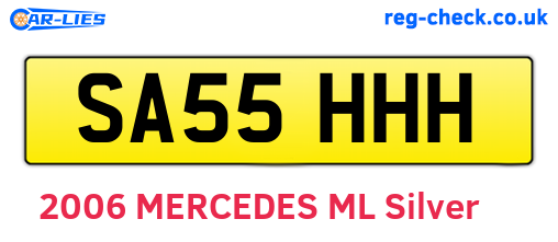 SA55HHH are the vehicle registration plates.