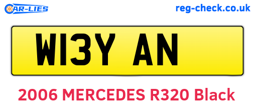 W13YAN are the vehicle registration plates.