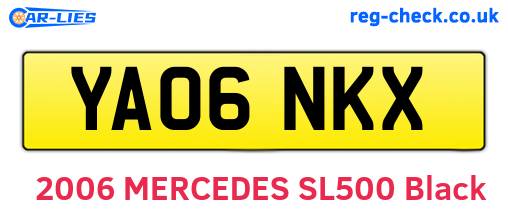 YA06NKX are the vehicle registration plates.