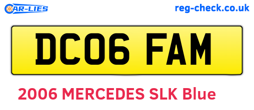 DC06FAM are the vehicle registration plates.