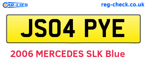 JS04PYE are the vehicle registration plates.