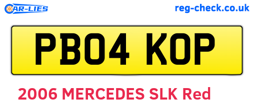PB04KOP are the vehicle registration plates.