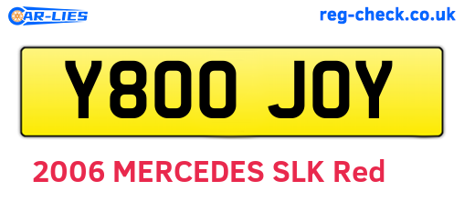 Y800JOY are the vehicle registration plates.