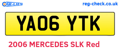 YA06YTK are the vehicle registration plates.