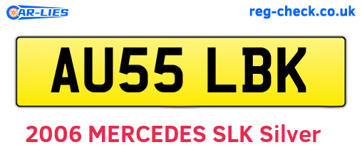 AU55LBK are the vehicle registration plates.