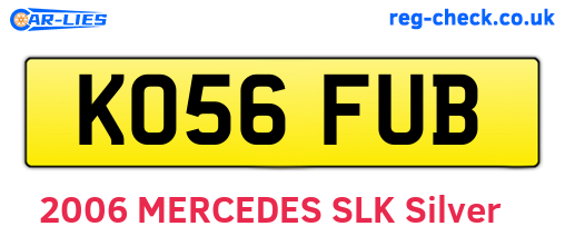 KO56FUB are the vehicle registration plates.