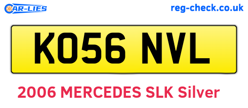 KO56NVL are the vehicle registration plates.