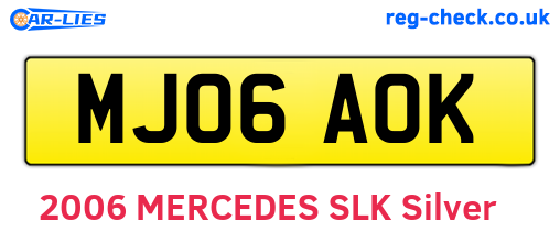 MJ06AOK are the vehicle registration plates.