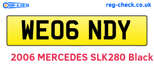 WE06NDY are the vehicle registration plates.