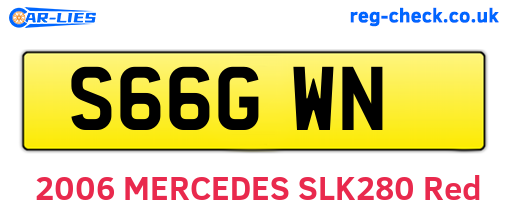 S66GWN are the vehicle registration plates.