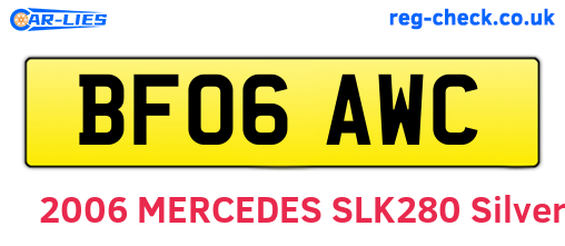 BF06AWC are the vehicle registration plates.