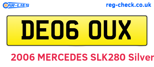 DE06OUX are the vehicle registration plates.