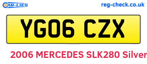 YG06CZX are the vehicle registration plates.