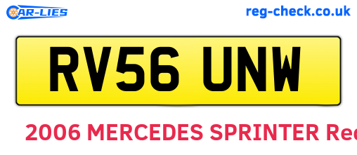 RV56UNW are the vehicle registration plates.