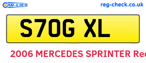 S70GXL are the vehicle registration plates.