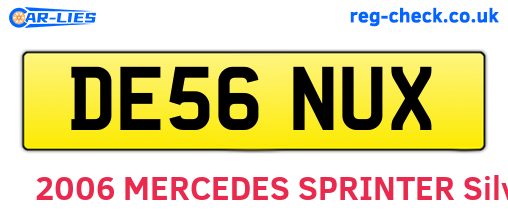 DE56NUX are the vehicle registration plates.