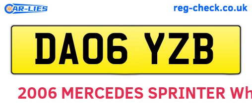 DA06YZB are the vehicle registration plates.