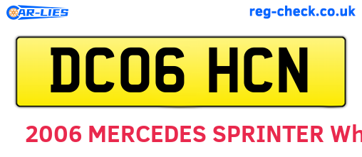 DC06HCN are the vehicle registration plates.