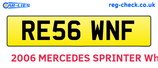 RE56WNF are the vehicle registration plates.